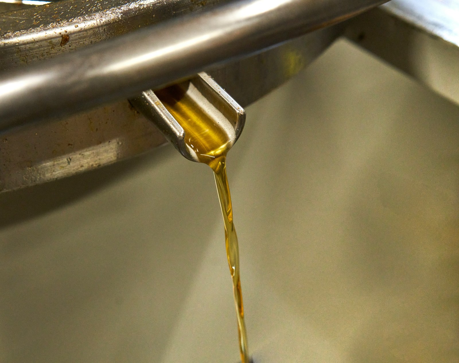 Fresh oil flowing from a press
